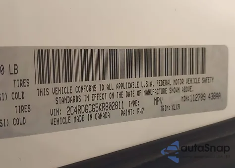 2019 Dodge Grand Caravan Sxt 35Th Anniversary Edition z USA, uszkodzony, nr VIN 2C4RDGCG5KR802811